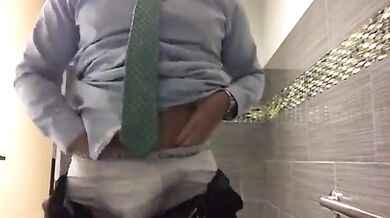 Big-Cock Daddy Strokes at Work