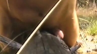 Outdoor Handjob Fun: Tree Trunk Humping Adventure