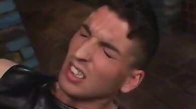 Gay dude takes a hard shlong up his a-hole in fetish scene