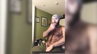 Hairy Lumberjack Masturbates, Showing Off His Cock