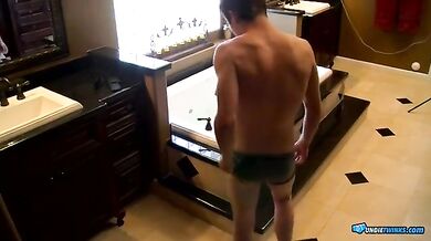 Hottie Dustin Fitch Strokes His Big Dick Inside His Undies