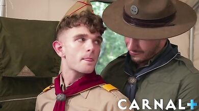 Uniformed scoutmaster barebacks twink