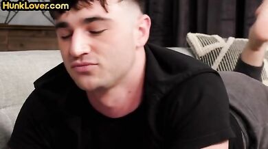 Office hunk teased by lover for 3way