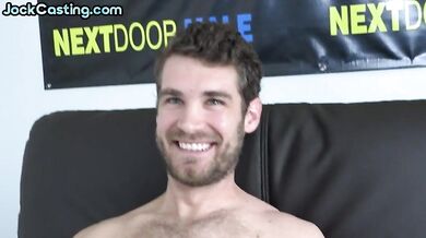 Athletic jock tugging his huge cock