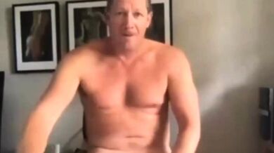 Big-balled Single Daddy Stroking His Big Cock