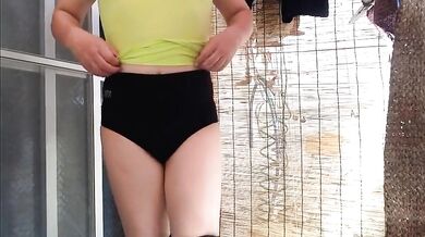 Volleyball Shorts: Asian Crossdresser Strips