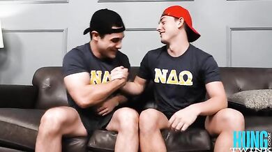 Muscled jock barebacked by hunk stud